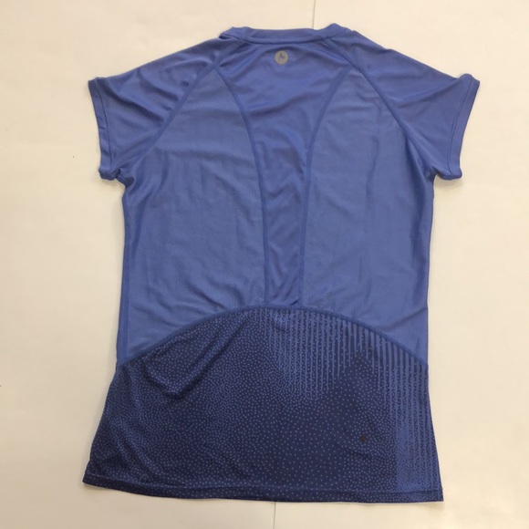 Marmot M Top Blue Grey Design Exercise structure short sleeve crew Excellent - Picture 9 of 11